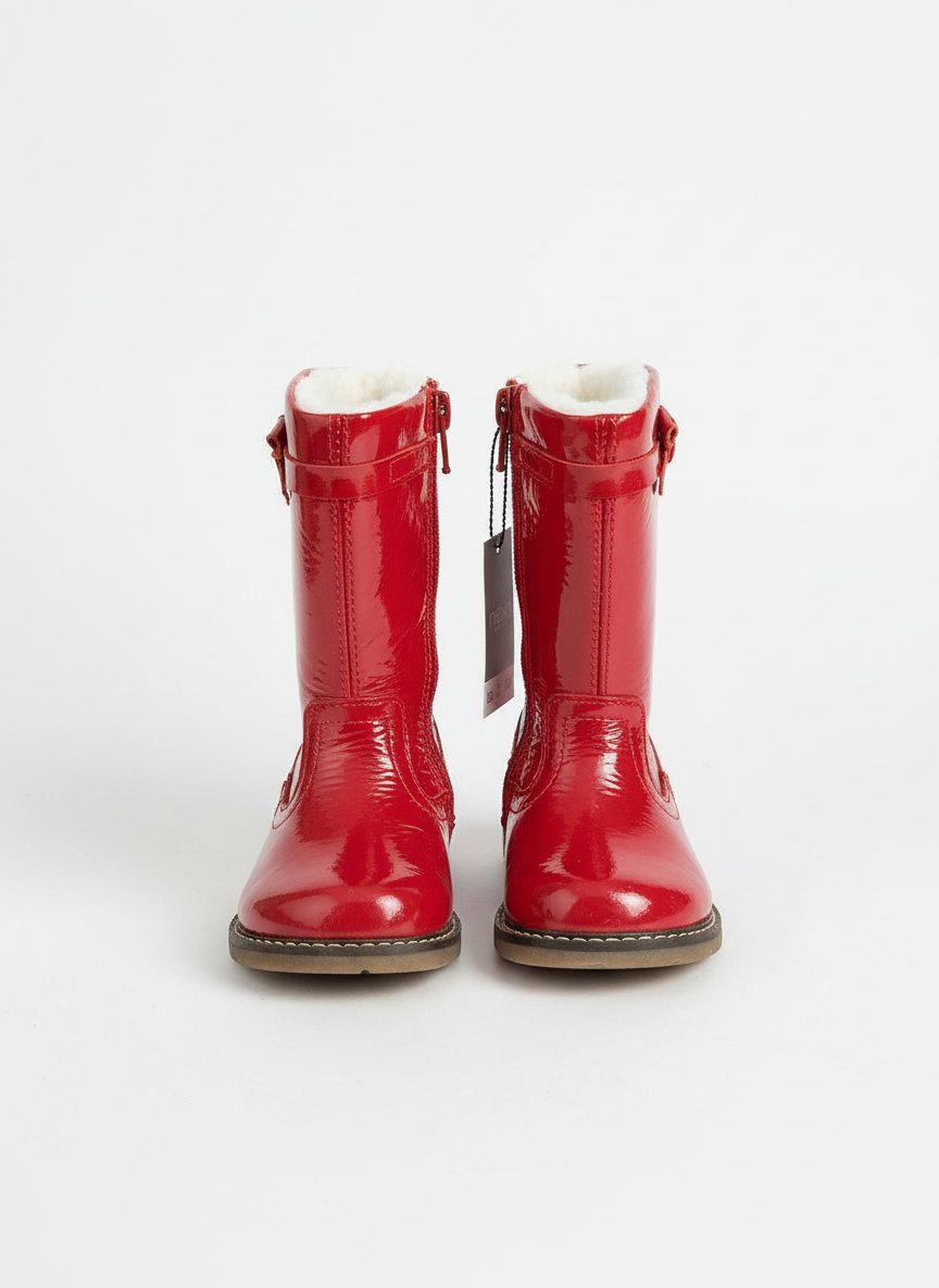 Des jolis bottines en cuir rouge vernis pour nouveau née 