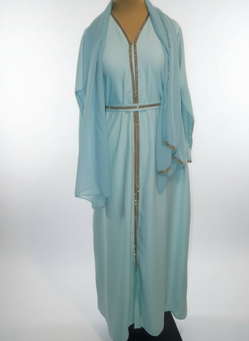 Abaya vert Chwingum avec écharpe la taille xl