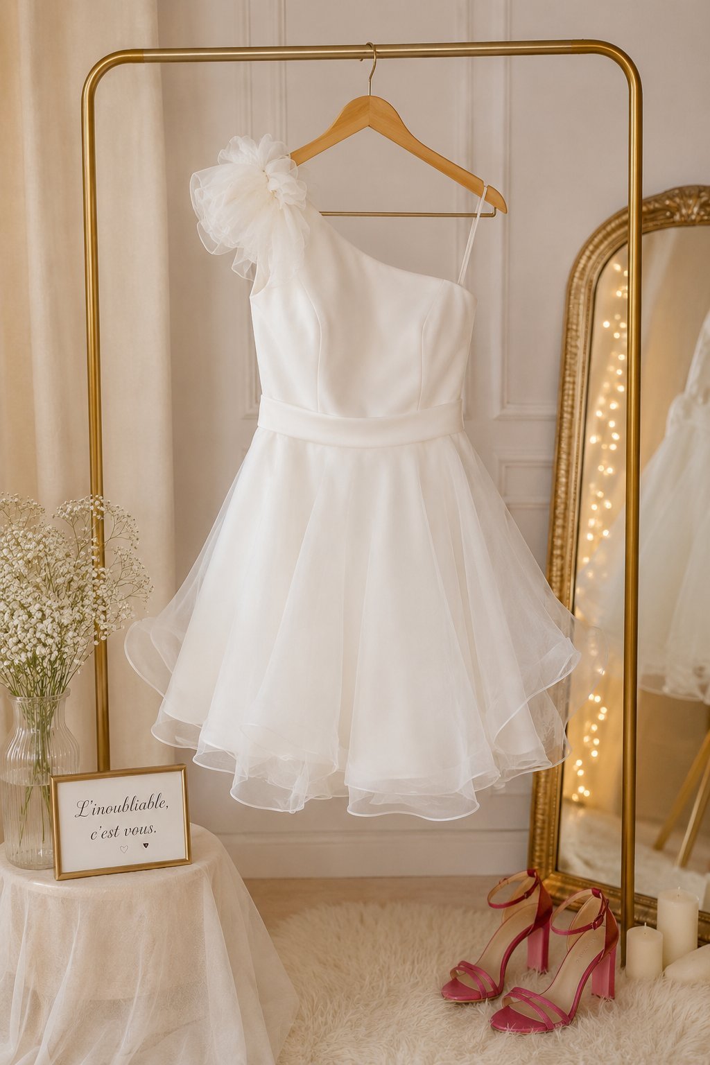 Robe soiree courte en blanc 