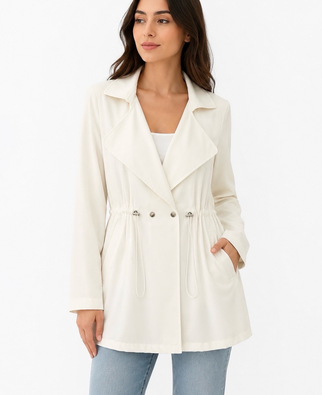 Surchemise / Trench court blanc cassé