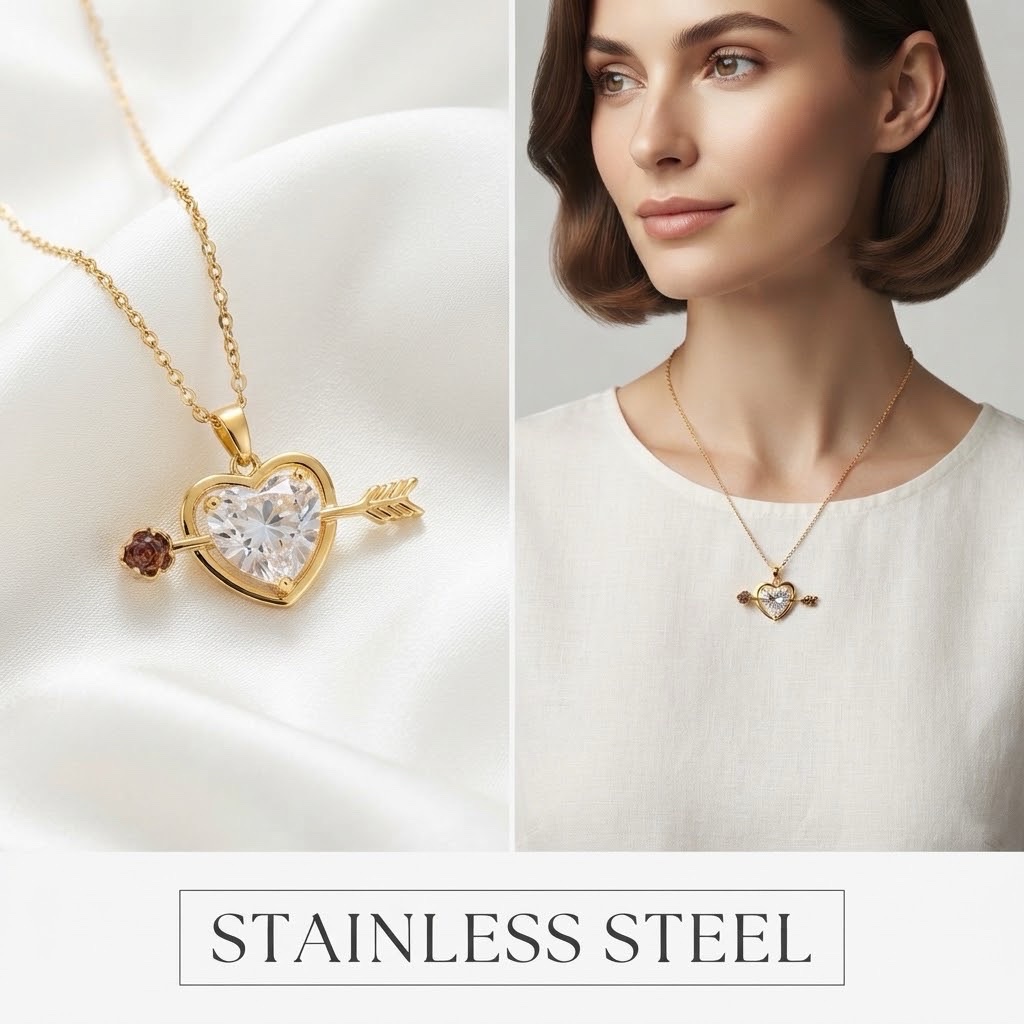 Collier Pendentif Cœur & Flèche Romantique
