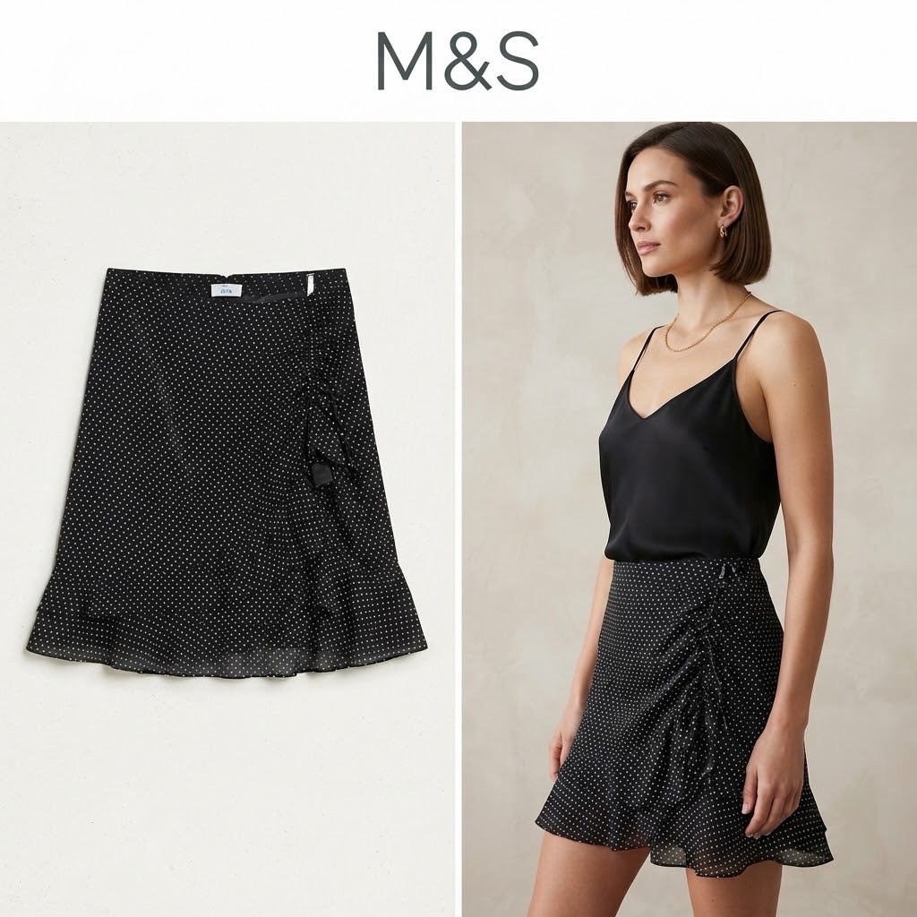 Jupe volantée à pois M&S
