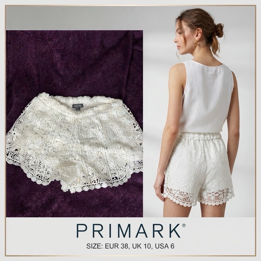 Short en dentelle blanche ajourée — Primark (Taille EUR 38)