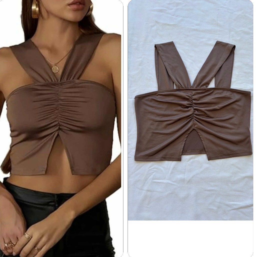 Haut shein marron elastique 