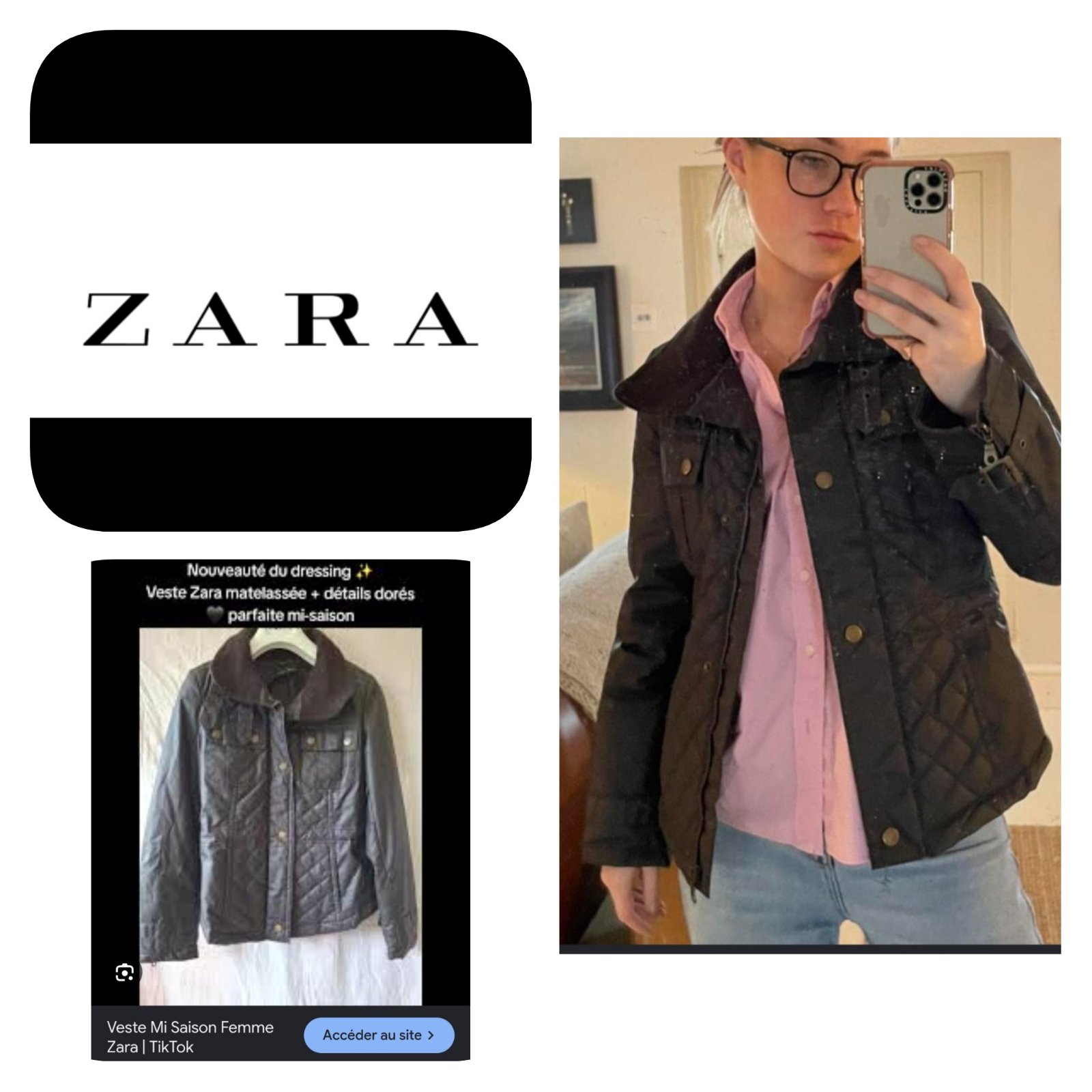 Subliiiiime ❤️❤️❤️❤️❤️veste mi -saison de ZARA BASIC couleur vert militaire taille 40