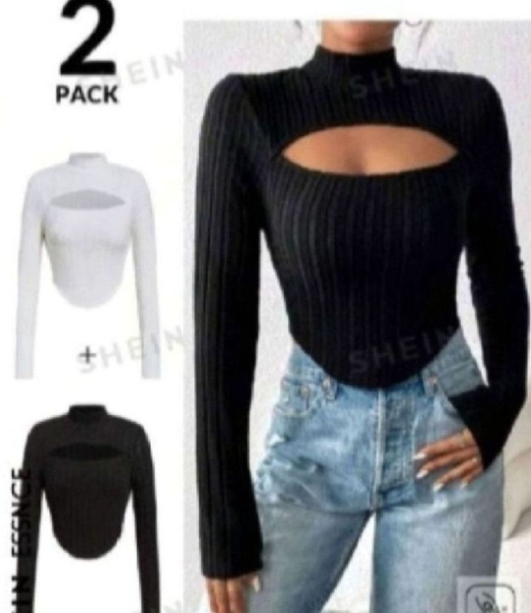 Subliiiiime ❤️❤️❤️❤️❤️pack de 2 pulls noir et blanc poitrine découpée nouvelle collection de SHEIN taille 38 neuuuf 