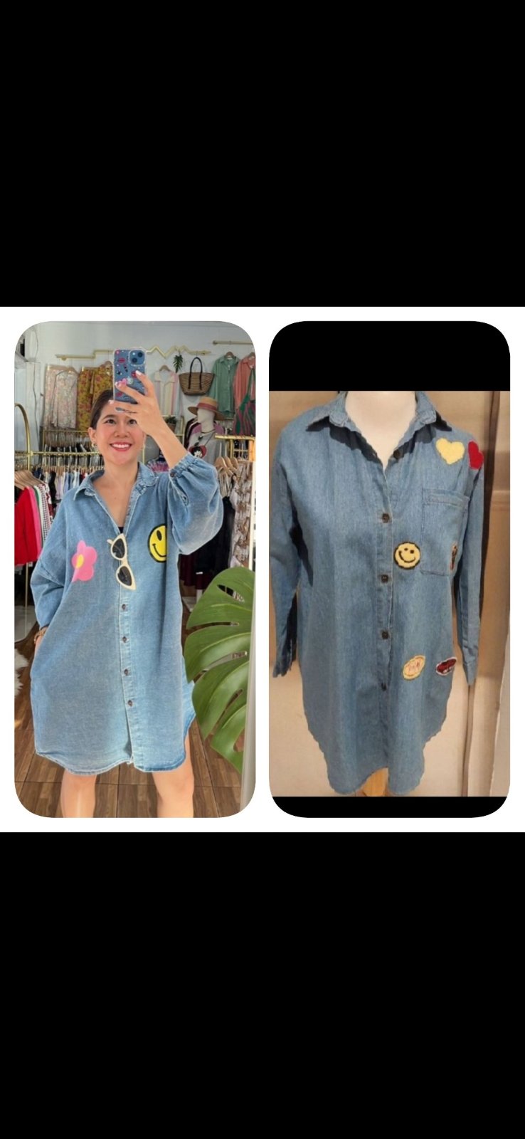 Subliiiiime ❤️❤️❤️❤️❤️robe chemise en jean  à motifs fantaisie oversize de NICCY taille 36 