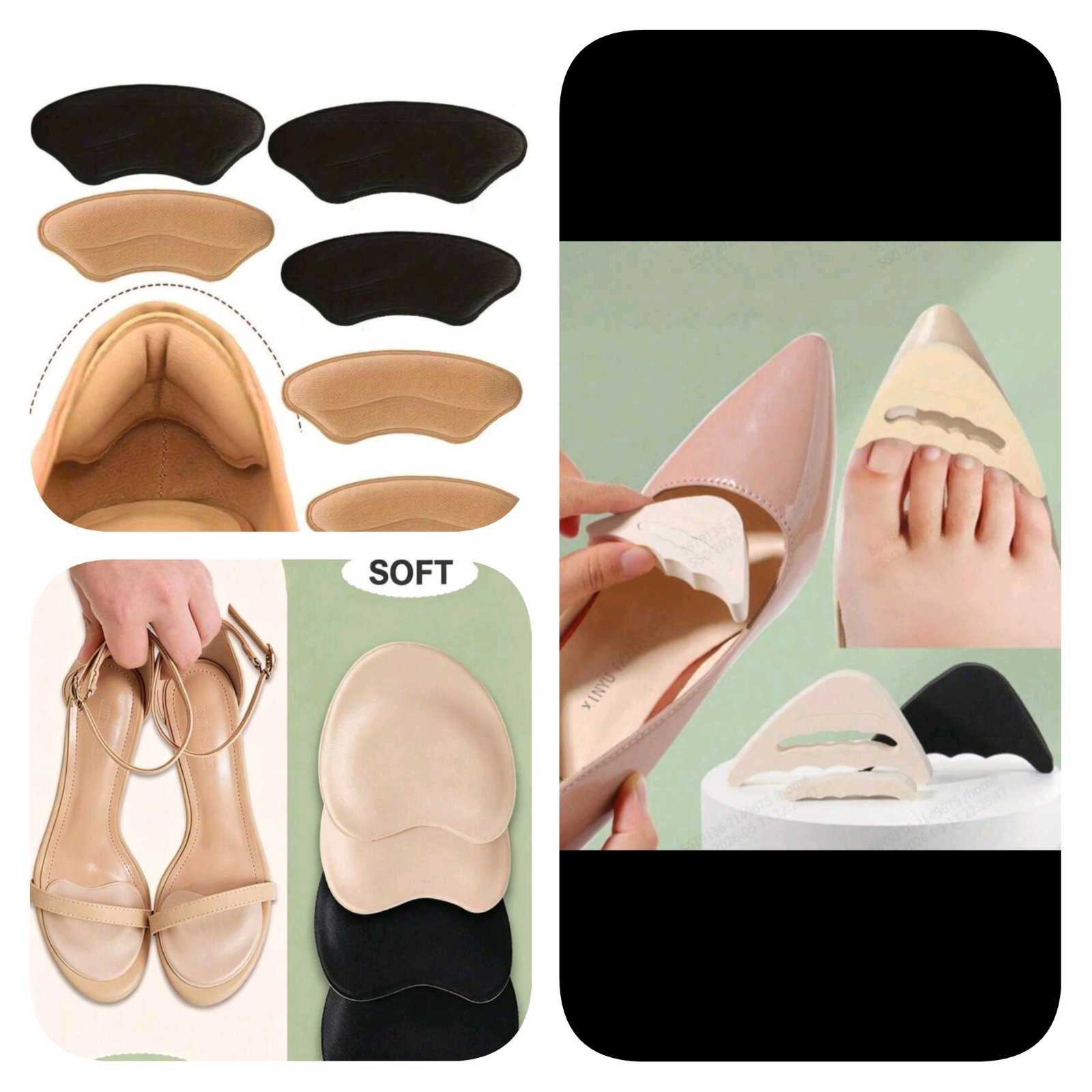 Subliiiiime❤️❤️❤️ 10 paires protection pieds ❤️4 paires reglable talon et orteils  ❤️2 paires coussinets antidérapant avant pieds ❤️ et4 paires grips talon derrières neuuuf 