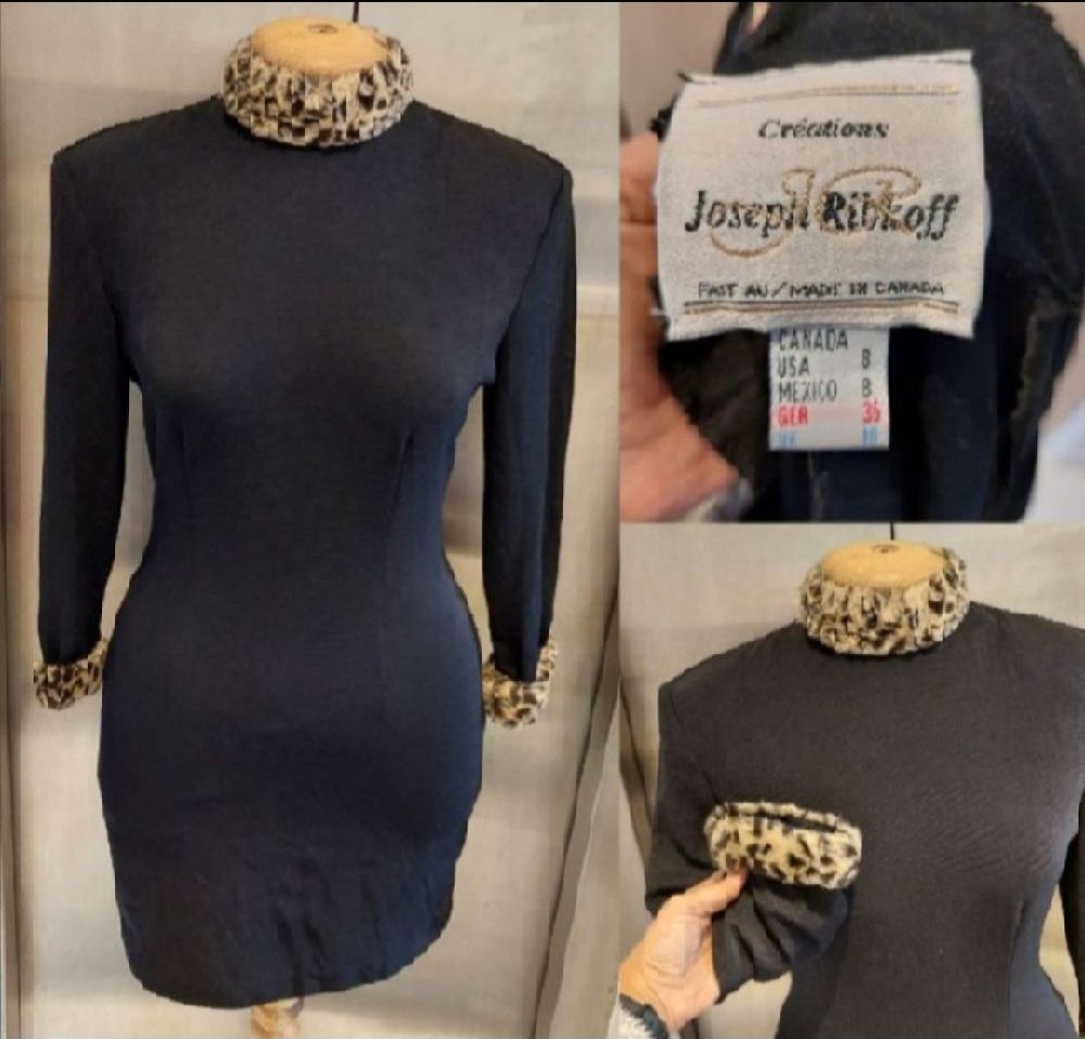 Subliiiiime ❤️ ❤️ ❤️ ❤️ robe noire col montant et poignée léopard 🐆 taille 38