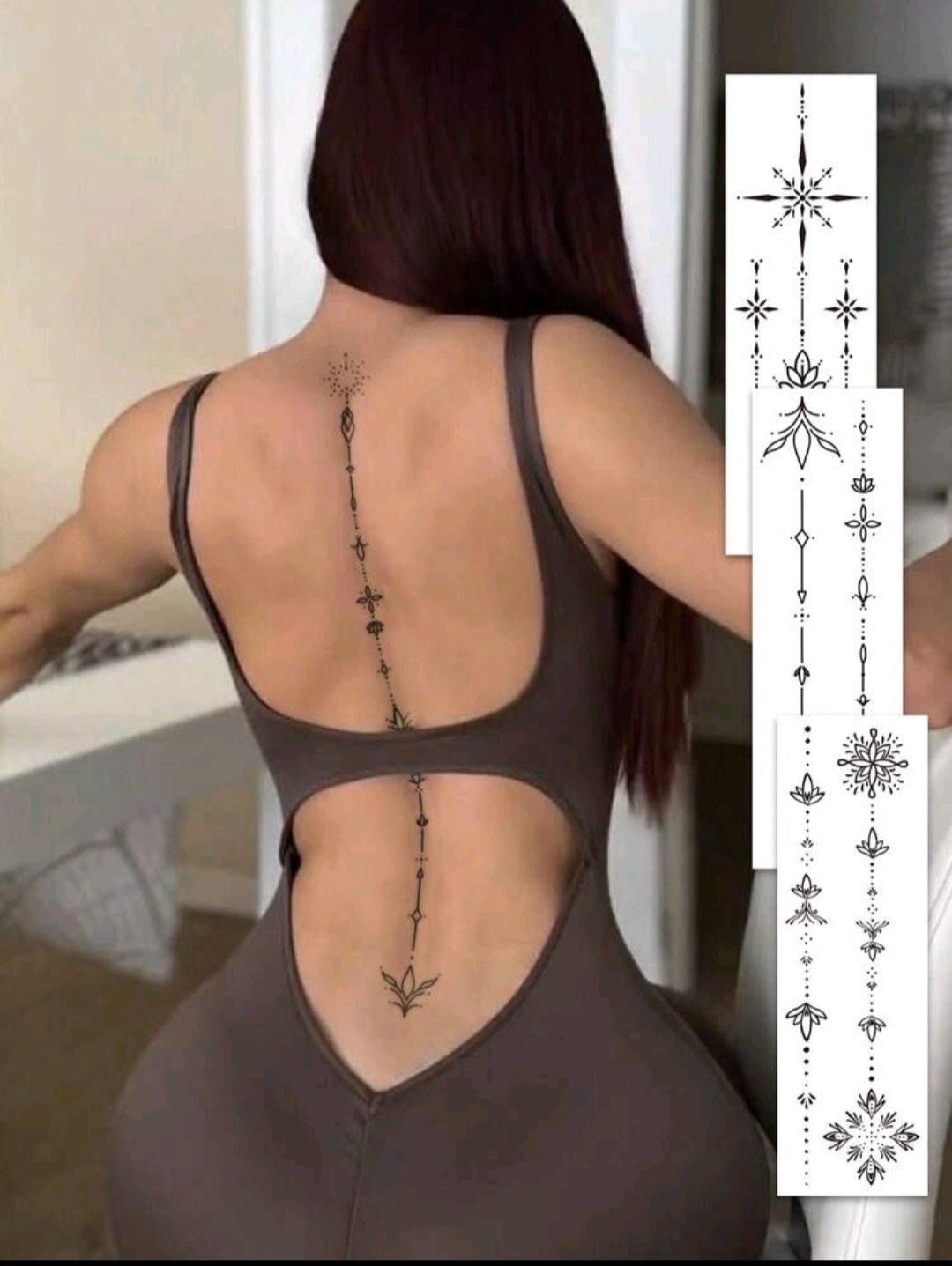 Subliiiiime❤️❤️❤️❤️❤️ 3 feuilles d autocollants de tatoage corporel de style sexy peuvent êtes utiliser sur le dos la taille la colonne vertébrale et d autres parties du corps 