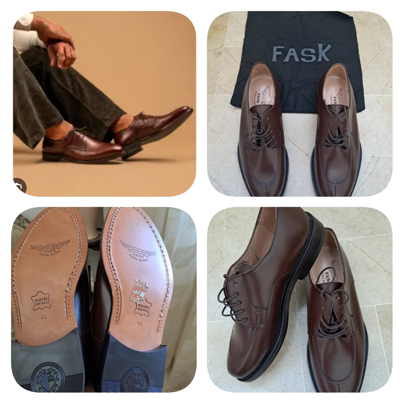 Subliiiiime❤️❤️❤️❤️ chaussures CUIR VERITABLE pour homme🚹 importé de LONDRE pointure 44 neuuuf de la marque FASK