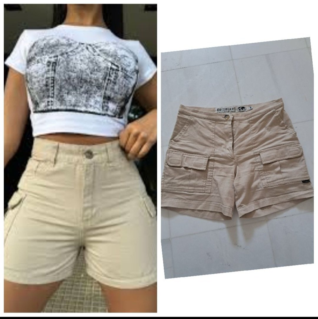 Subliiiiime❤️❤️❤️ short cargo taille haute 75% en cotton beige taille 38/40
