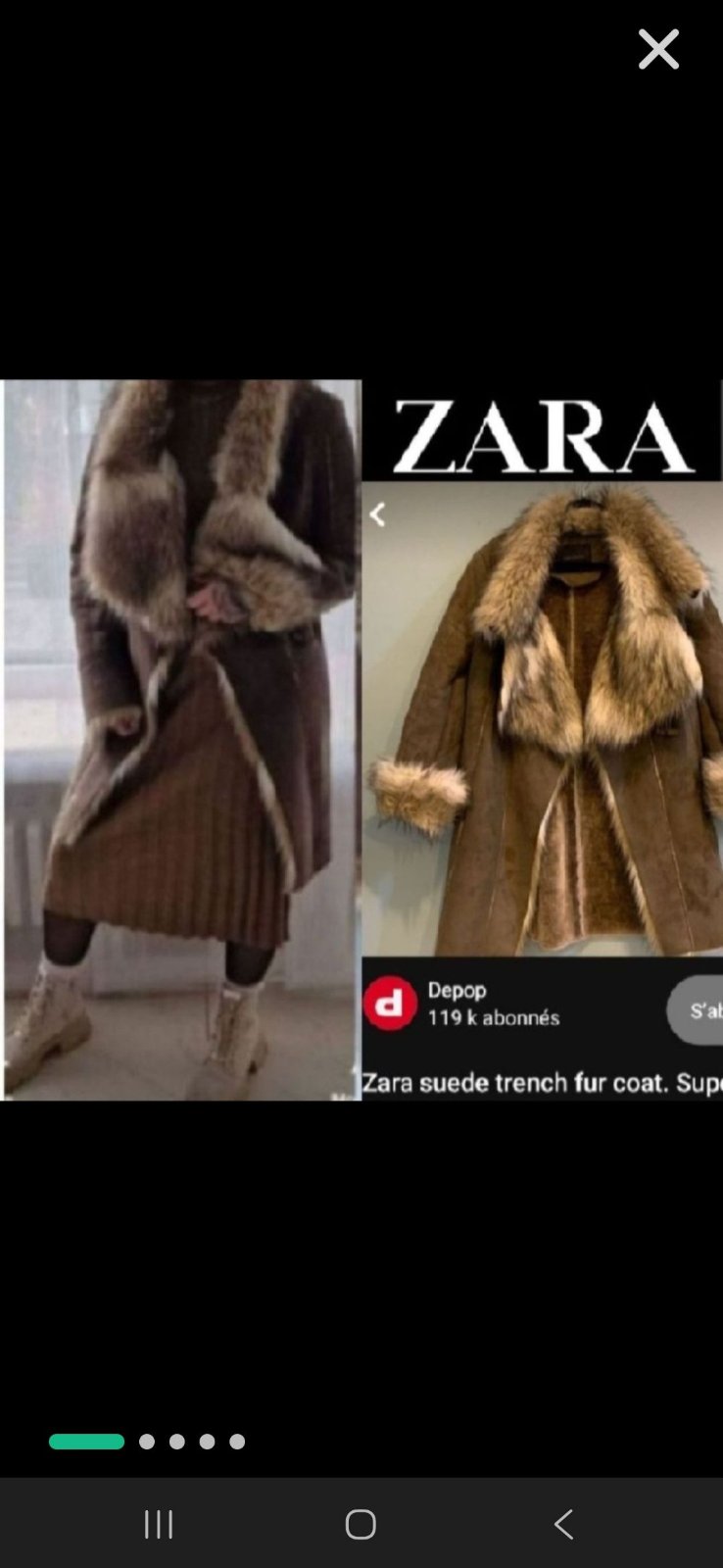Subliiiiime❤️❤️❤️❤️❤️ manteau très élégant fourrée à l intérieur et col poignée en fausse fourrure de ZARA taille 38/40 