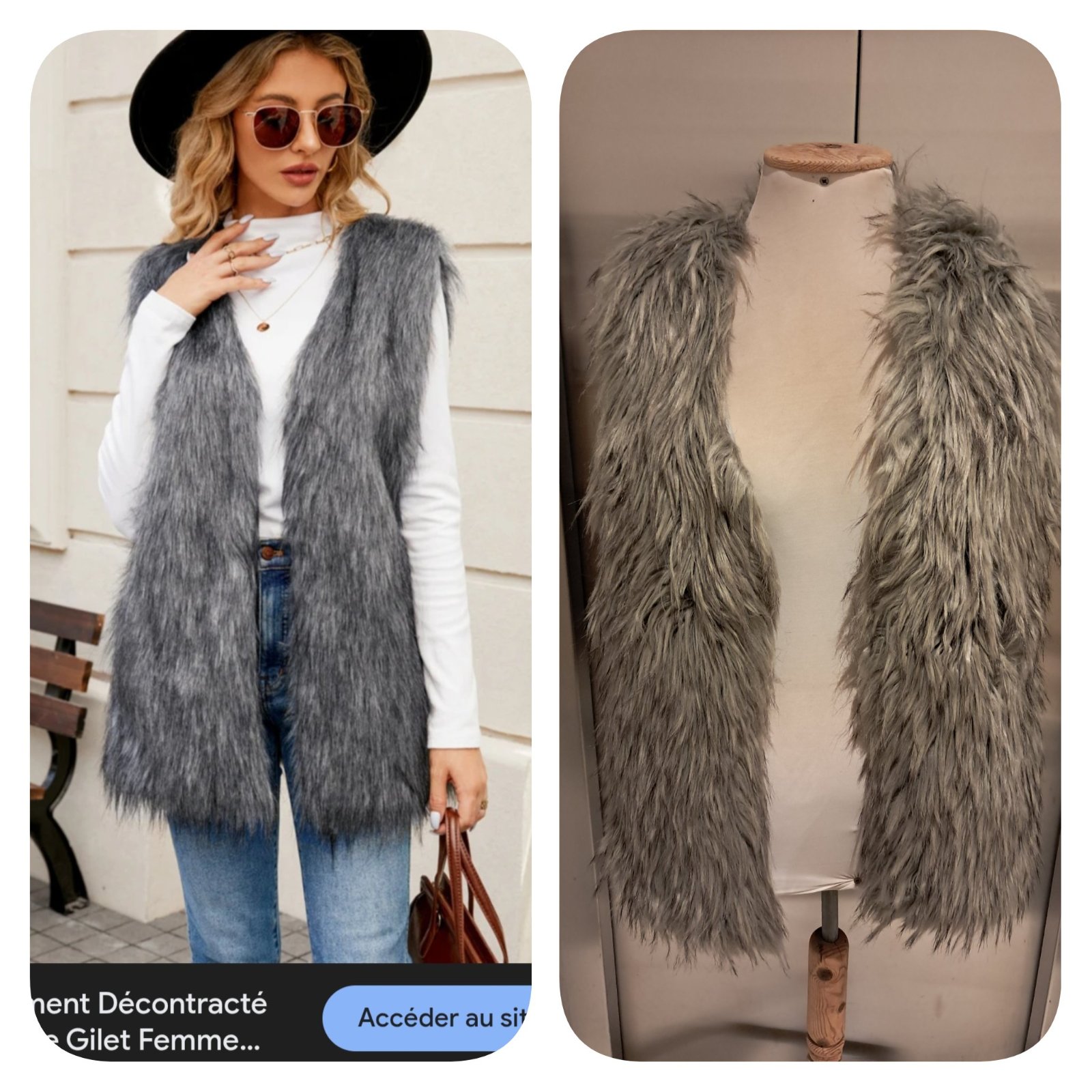 Subliiiiime❤️❤️❤️❤️❤️ veste sans manche en fausse fourrure taille 38