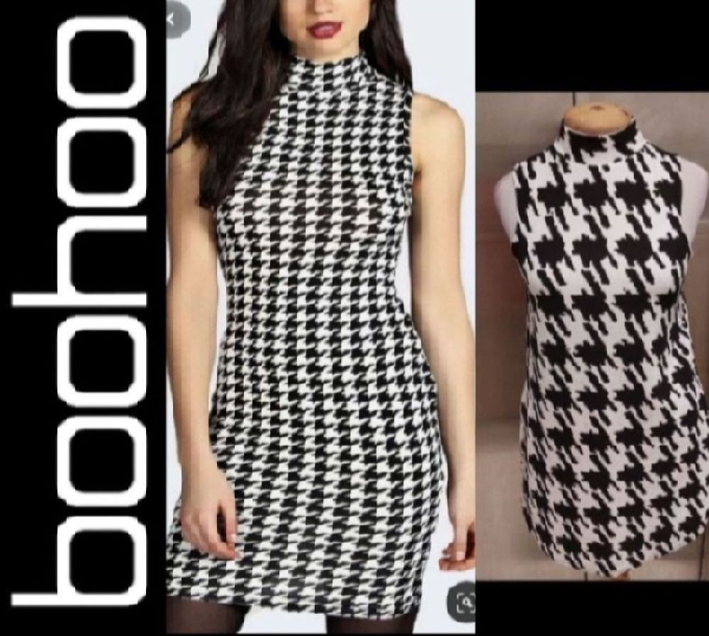 Subliiiiime ❤️ ❤️ ❤️ robe pied de poule sans manche tissu hiver de BOOHOO taille 38