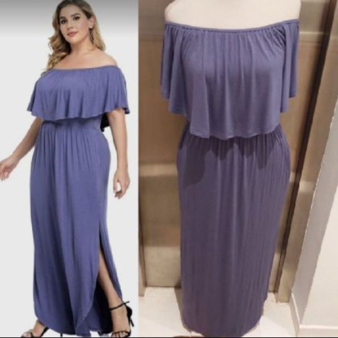 Subliiiiime❤️❤️❤️❤️ robe off shoulder avec franges maxi avec fente sur le côté taille 40/42