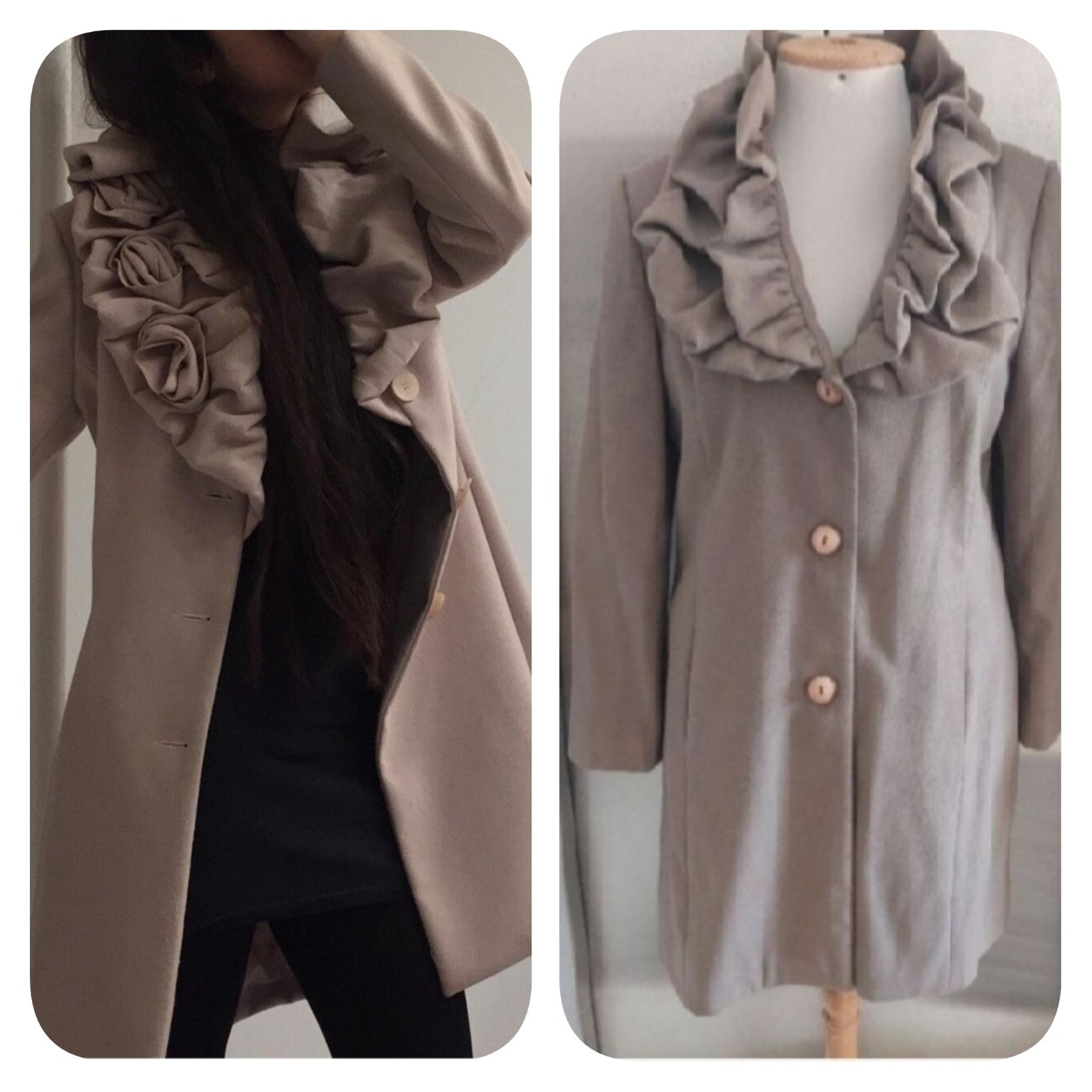 Subliiiiime❤️❤️❤️❤️❤️❤️ manteau couleur beige taupe taille 40/42 comme neuf 
