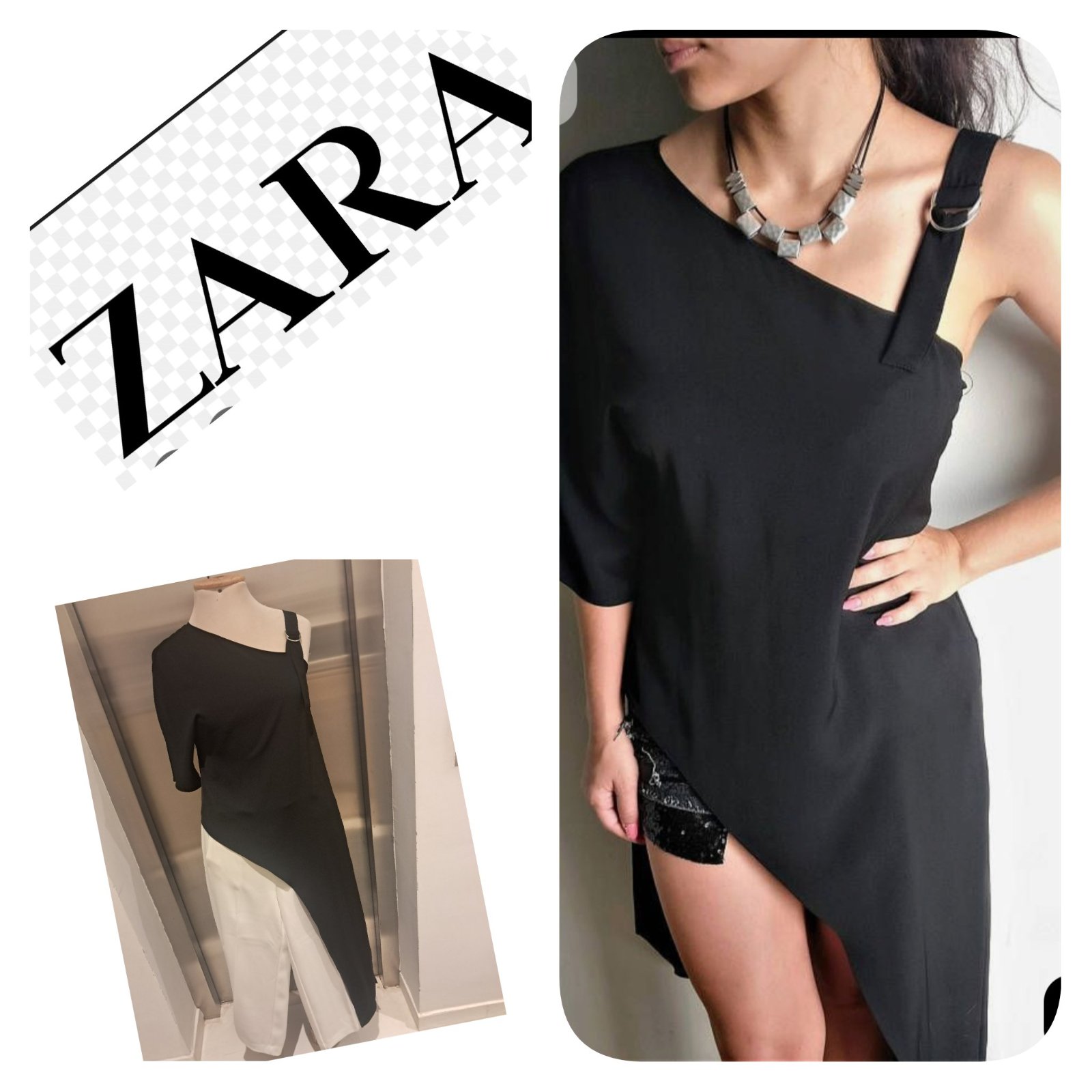 Subliiiiime ❤️❤️❤️❤️❤️ 2 pièces ensemble haut longueur dégradé noir taille 36 et pantalon large avec fente blanc taille 38 de ZARA comme neuf importé de PARIS 