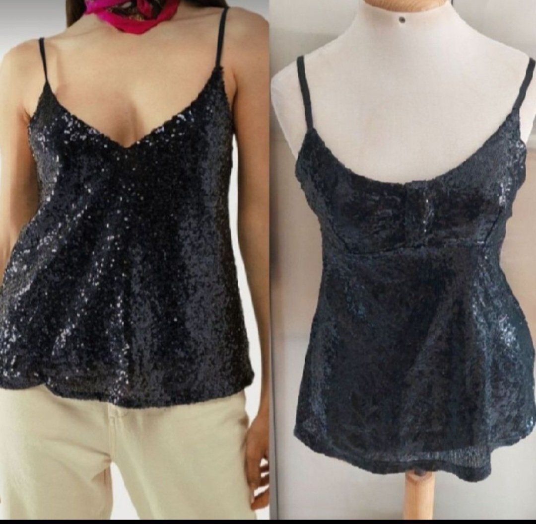 Subliiiiime❤️❤️❤️ pull à bretelles en sequins noir taille 40