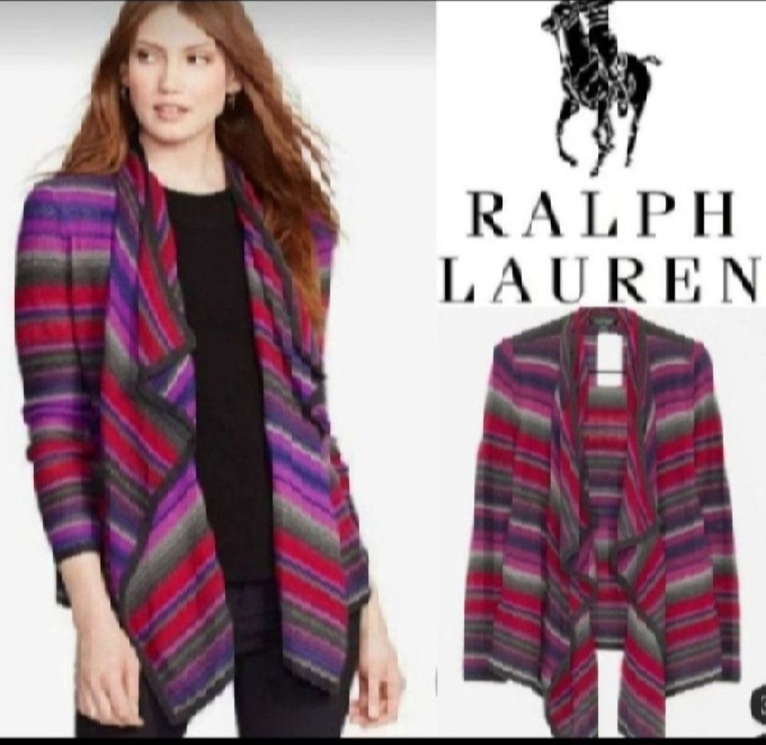 Subliiiiime ❤️❤️❤️❤️❤️gilet ouvert à rayures multicolores de RALPH LAUREN taille 38