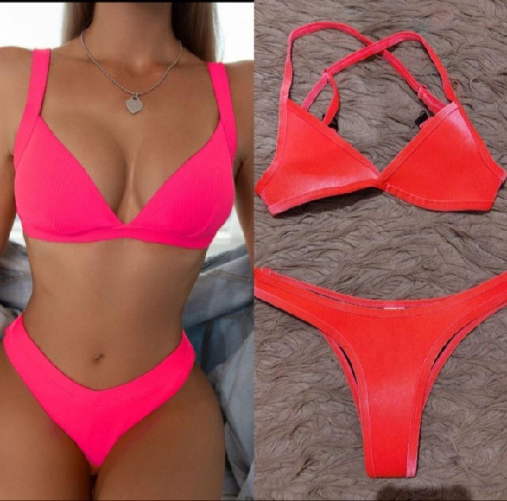 Subliiiiime ❤️ ❤️ ❤️ ❤️ 2 pièces bikini 👙 couleur rose fluorescent changeant avec la lumière du soleil taille 34 de HOAKA SWIMWEAR neuuuf 