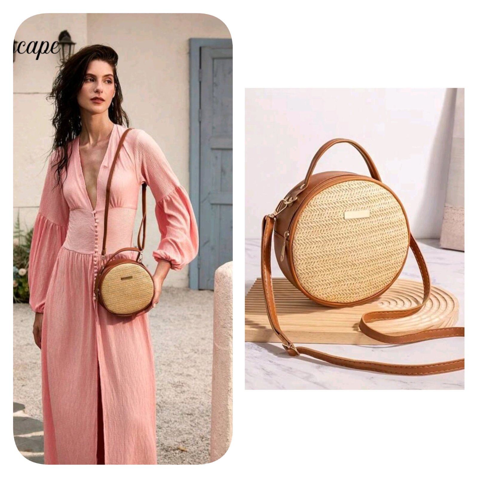 Subliiiiime❤️❤️❤️❤️ TROPICAPE sac à bandoulière  léger rond tressé en paille neuuuf 