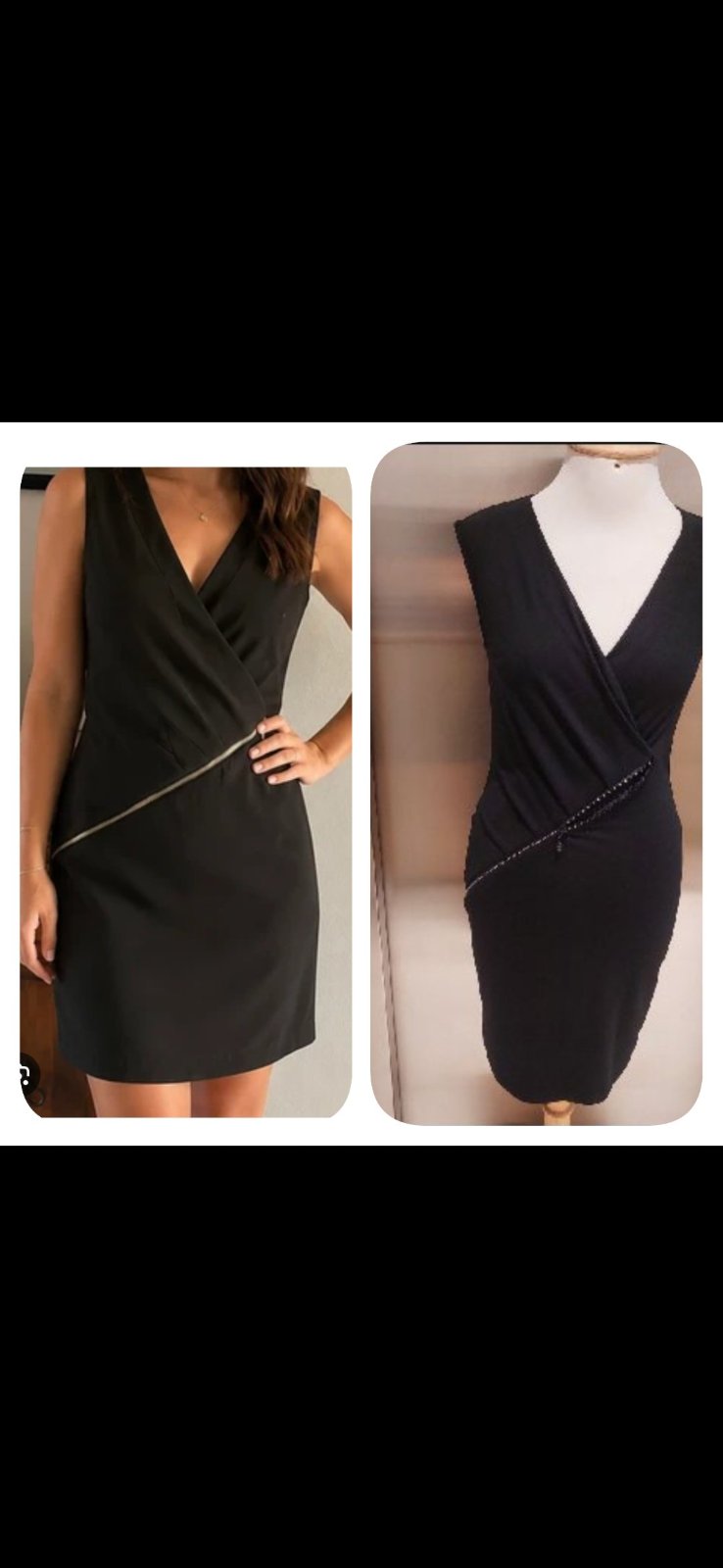Subliiiiime❤️❤️❤️ robe noire moulante à fermeture éclaire oblique  en strasses de MELROSE taille 36/38