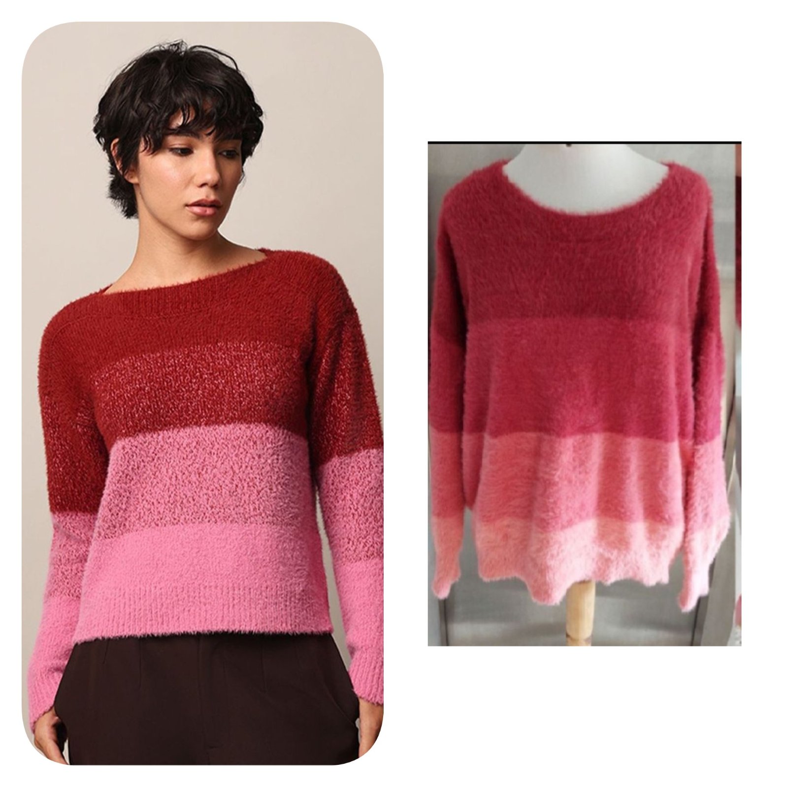 Subliiiiime ❤️❤️❤️❤️pull en laine à rayures couleur dégradée taille 44/46