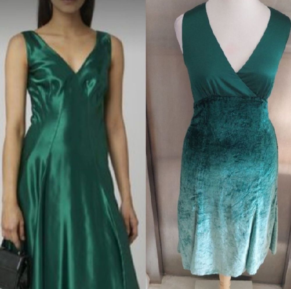 Subliiiiime ❤️ ❤️ ❤️ ❤️ robe très élégante au portée poitrine satinée et le bas en velour vert dégradée de H&M taille 38