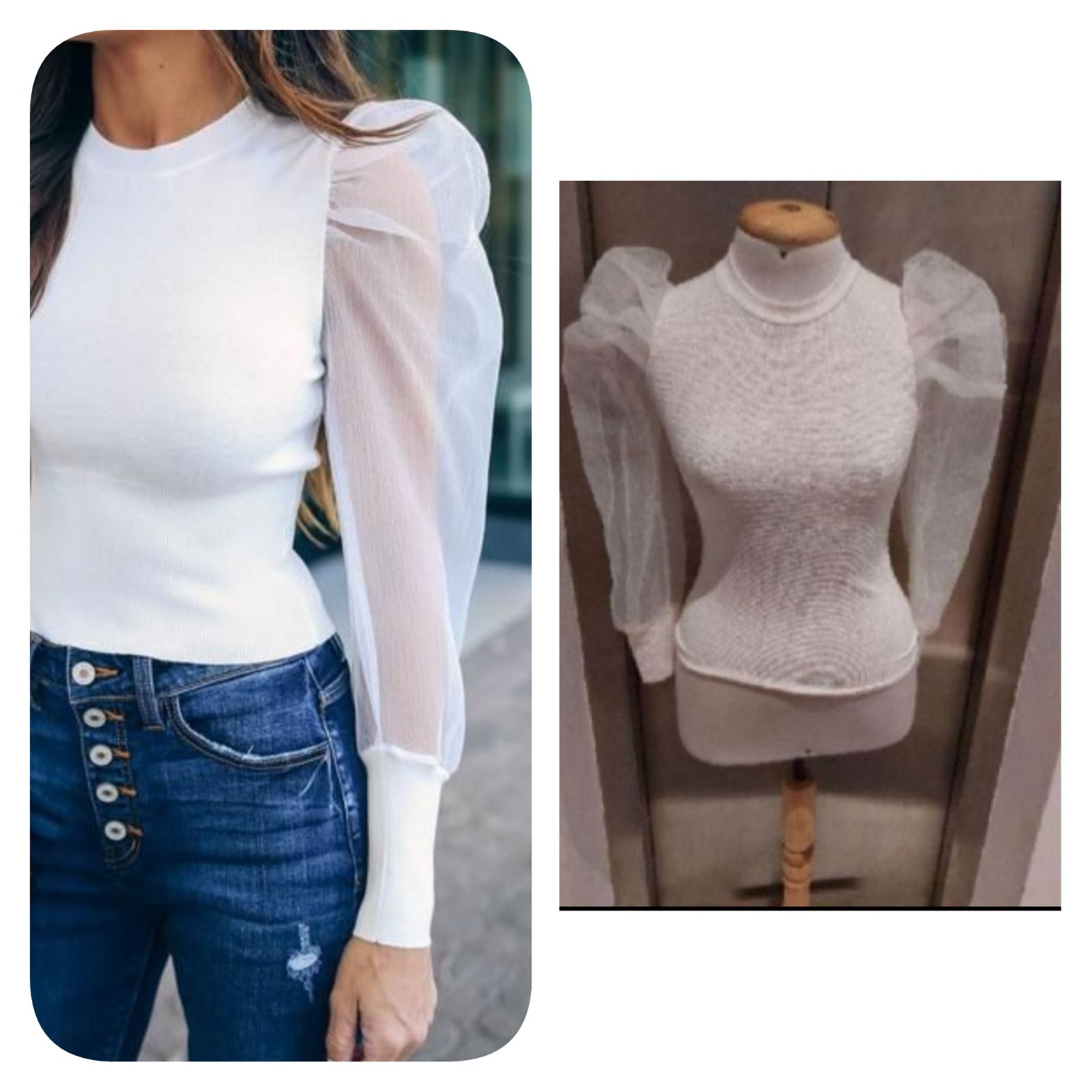 Subliiiiime❤️❤️❤️❤️❤️ pull manche bouffantes transparentes neuuuf taille 36/38