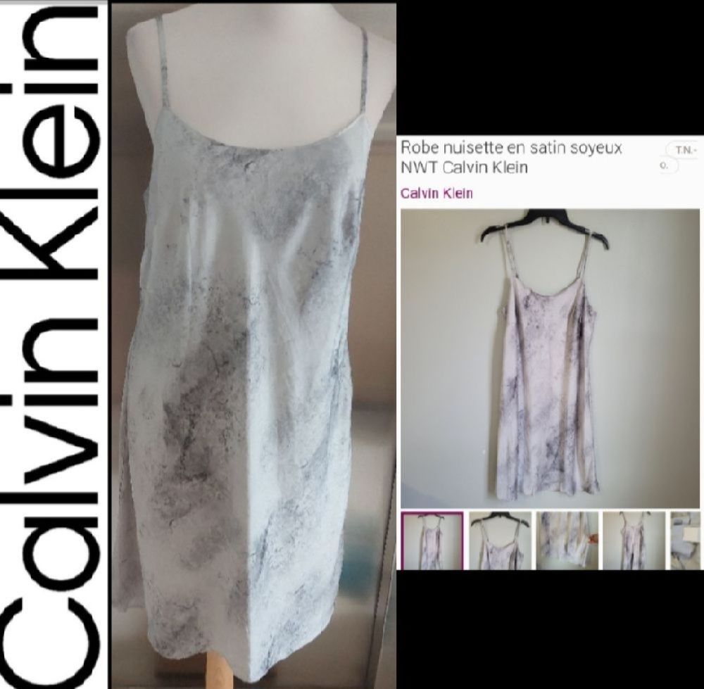 Subliiiiime ❤️ ❤️ ❤️ robe nuisette en satin de CALVIN KLEIN taille 44/46