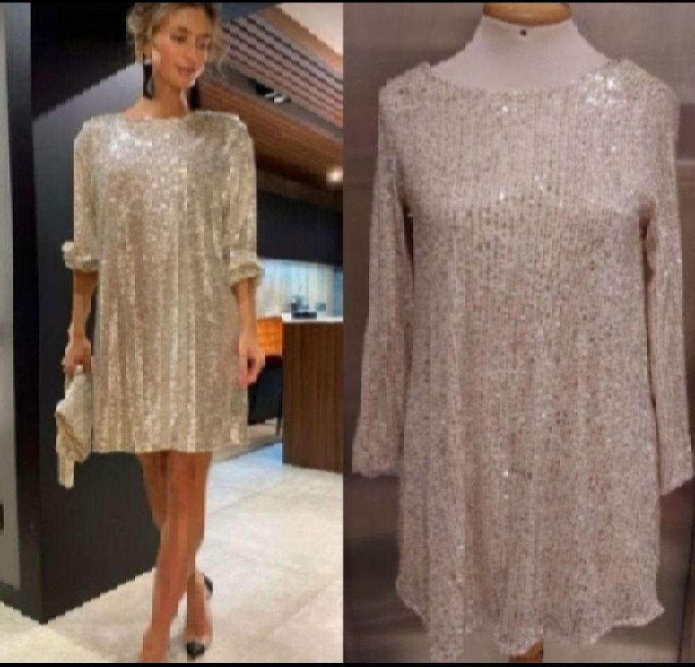 Subliiiiime ❤️ ❤️ ❤️ ❤️ ❤️ robe ample de soirée très élégante à sequins doré de la marque AMISU taille 36/38 comme neuve je vends 