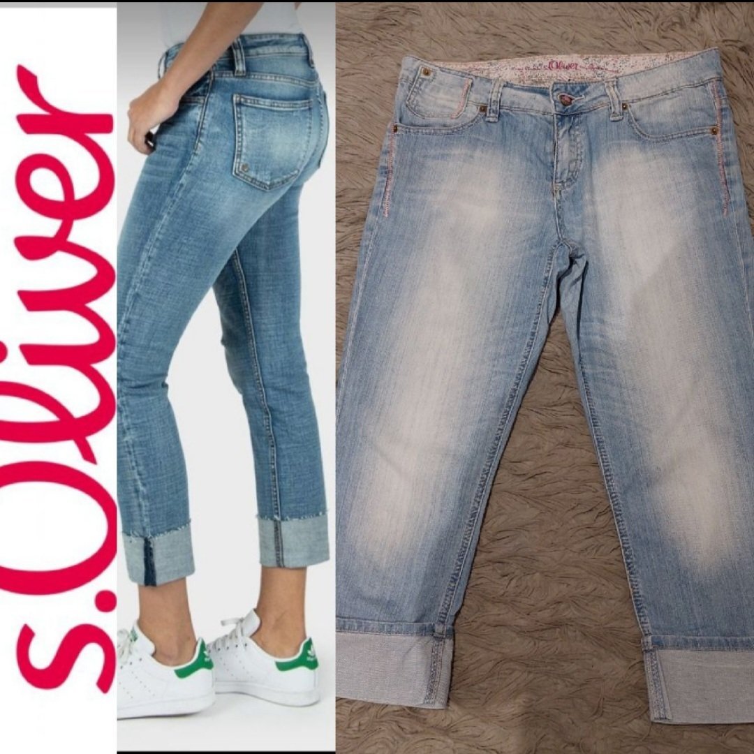 Subliiiiime❤️❤️❤️❤️❤️ pantacourt en jean avec large revers de S.OLIVER taille 38