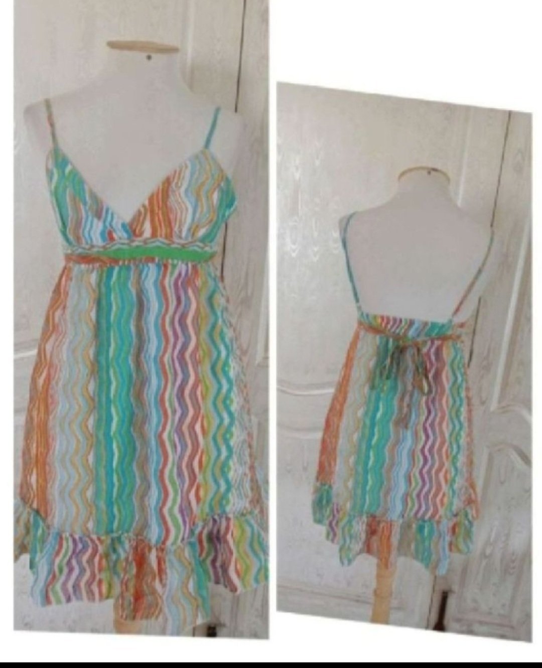Subliiiiime❤️❤️❤️❤️ robe à bretelles 28% en soie et 7z% en cotton taille 38 multicolores 