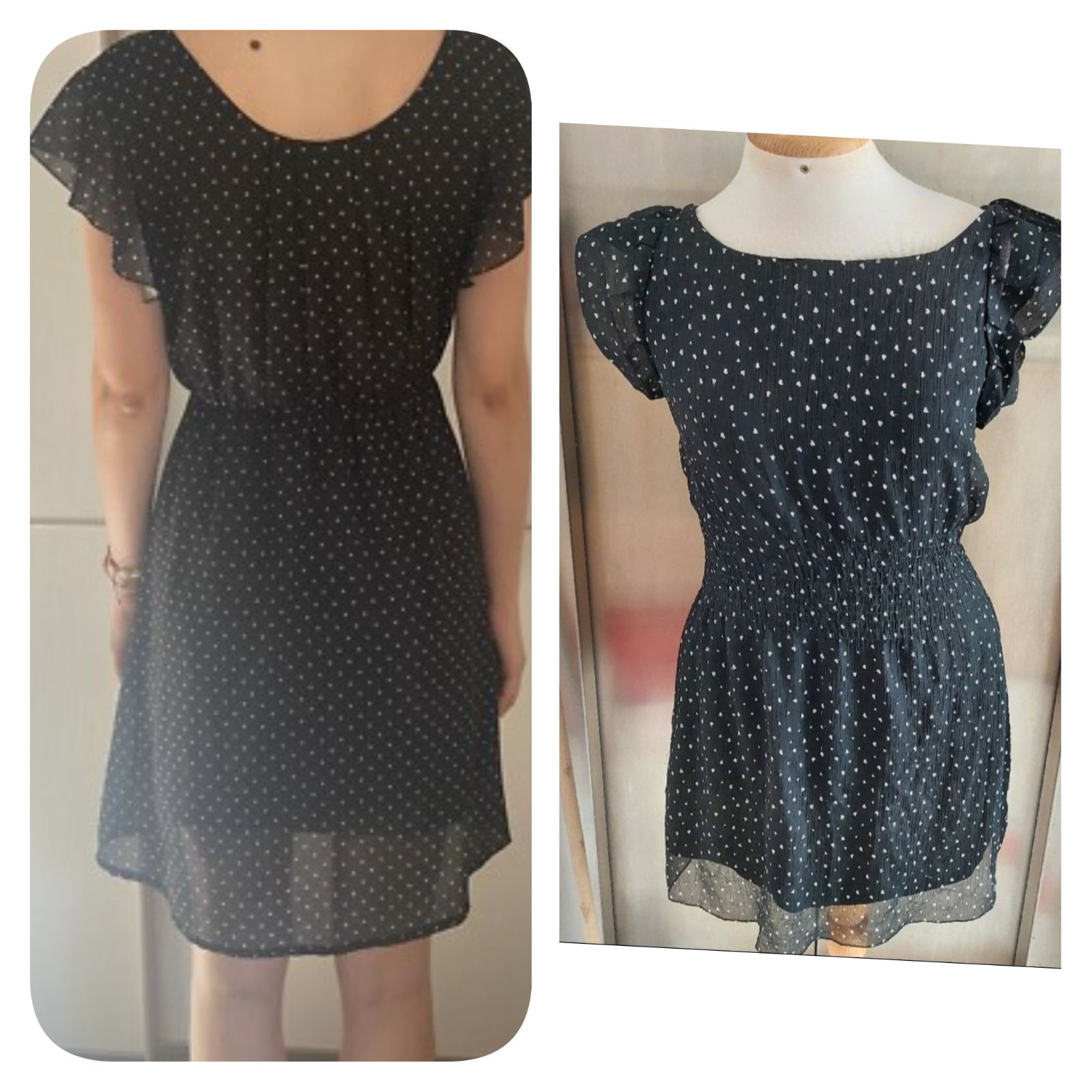 Subliiiiime❤️❤️❤️❤️ robe noir à petits cœurs de HELLO LOVE LONDON taille 40/42