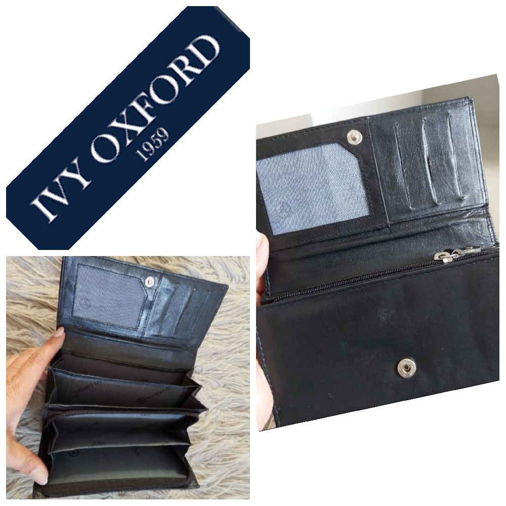 subliiiiime ❤️ ❤️ ❤️ cuir véritable portefeuille de IVYOXFORD ouverture de deux côtés noir 