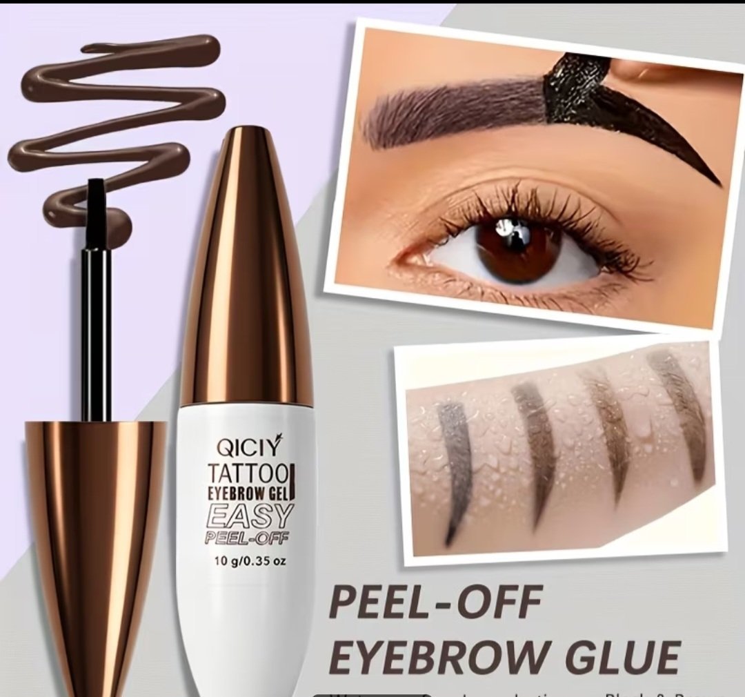  Très efficace et pratique Subliiiiime ❤️❤️❤️❤️❤️une pièce PEEL-OFF GEL pour sourcils semi permanent très longue durée couleur marron avec 6 pochoirs à sourcils neuuuf 