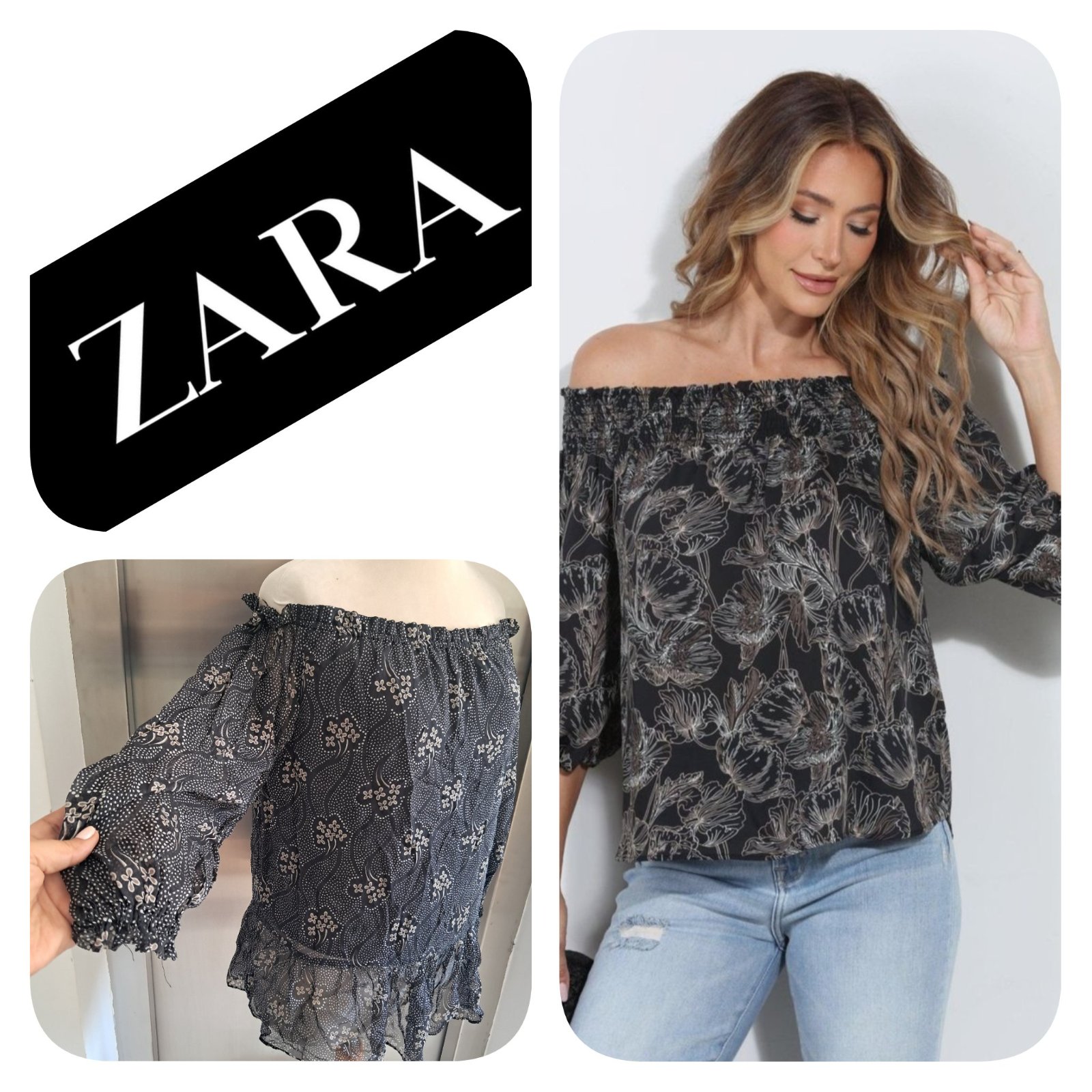 Subliiiiime❤️❤️❤️❤️❤️ 100% soie blouse off shoulder de ZARA taille 36/38