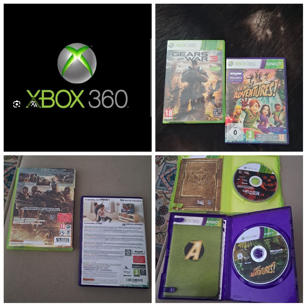 Subliiiiime ❤️ ❤️ ❤️ ❤️  2 CD jeux vidéo ❤️GEARS OF WAR 3❤️ et KINECT ADVENTURES❤️ du console de XBOX 360 ORIGINAL acheter de PARIS et un 3eme jeux de xbox comme cadeau 🎁 