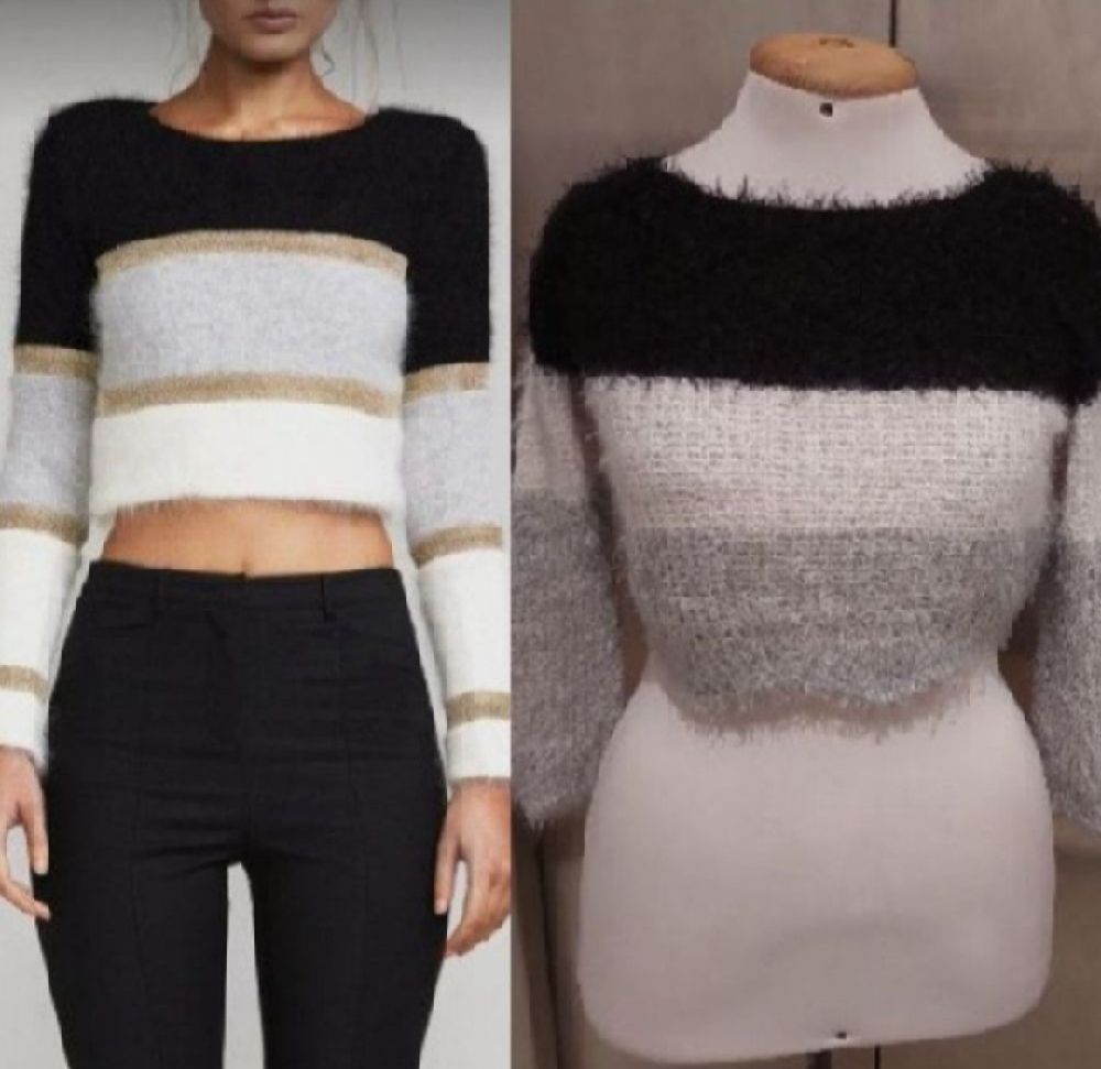 Subliiiiime ❤️ ❤️ ❤️ croptop à rayures en laine becha3ra de la marque CLOCK HOUSE taille 38