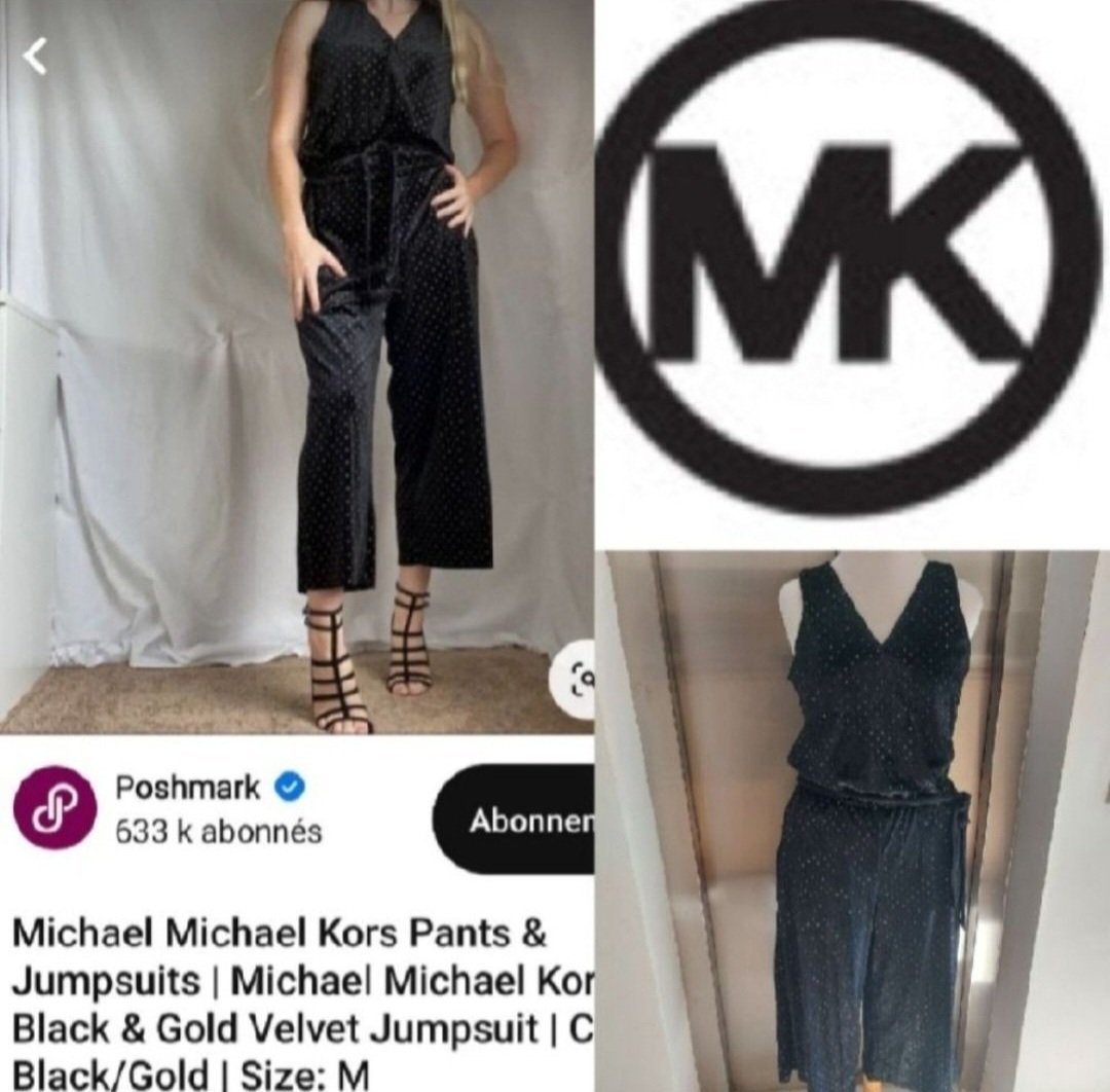 Subliiiiime ❤️❤️❤️❤️❤️❤️combinaison très élégant en velour noire mouchetés en doré de MICHAEL KORS taille 38 