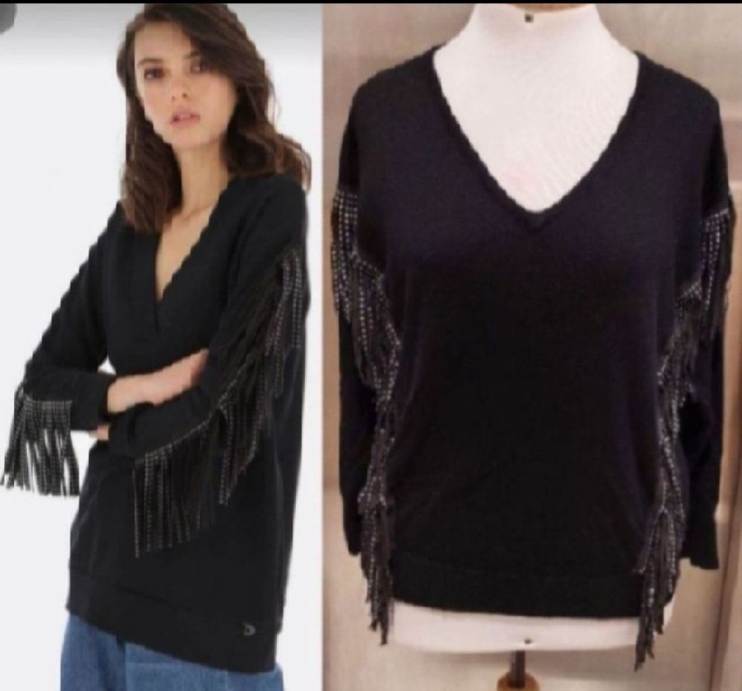 Subliiiiime ❤️❤️❤️❤️ pull col V avec bandelettes en similicuir fashion taille 36/38 neuuuf 
