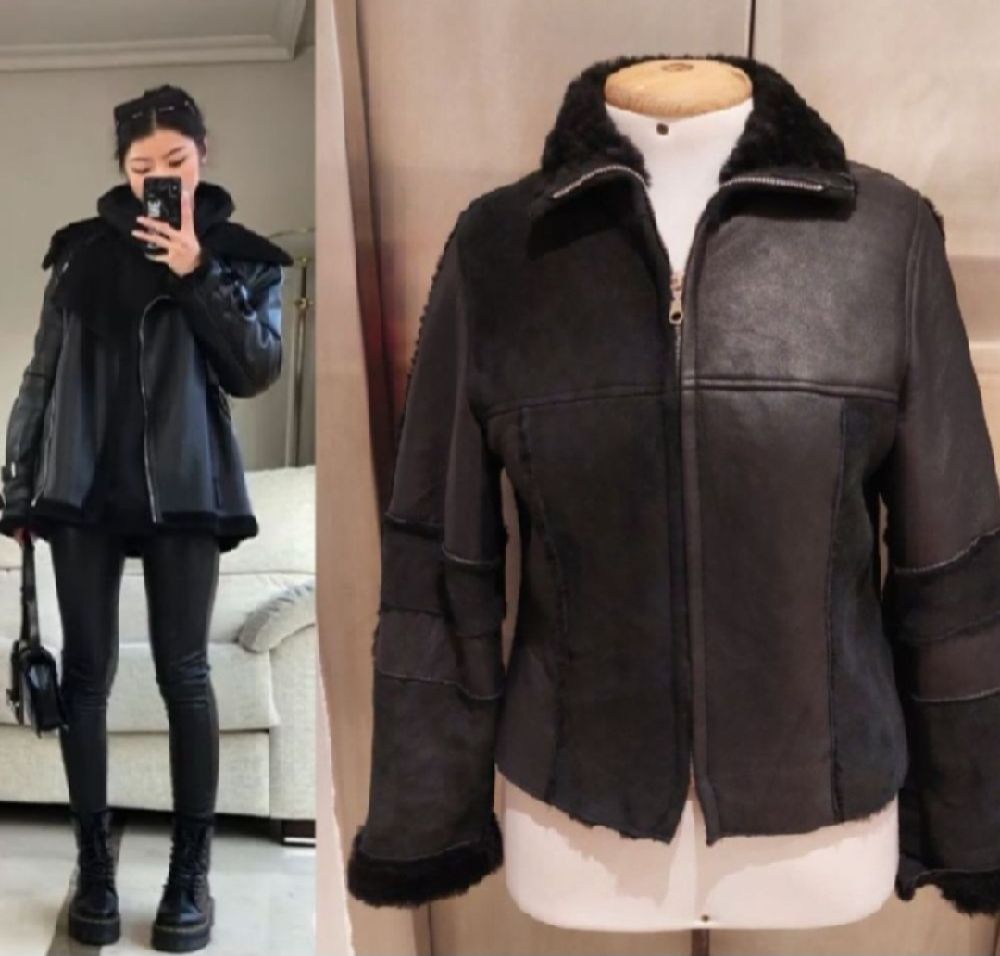 Subliiiiime ❤️ ❤️ ❤️ ❤️ veste 100% peau de laine cuir véritable avec du daim fourrée à l intérieur taille 38 comme neuve 