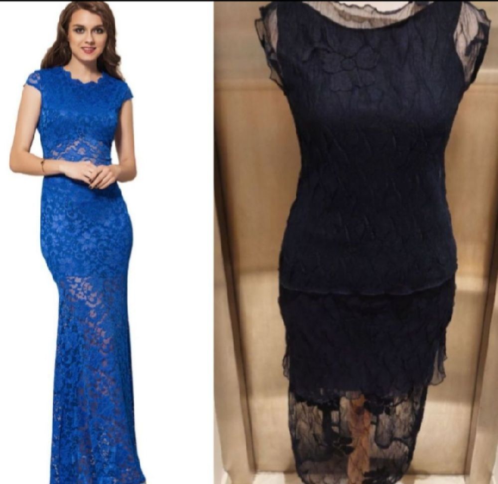Subliiiiime ❤️ ❤️ robe à dentelle par étage couleur bleue foncé taille 36/38