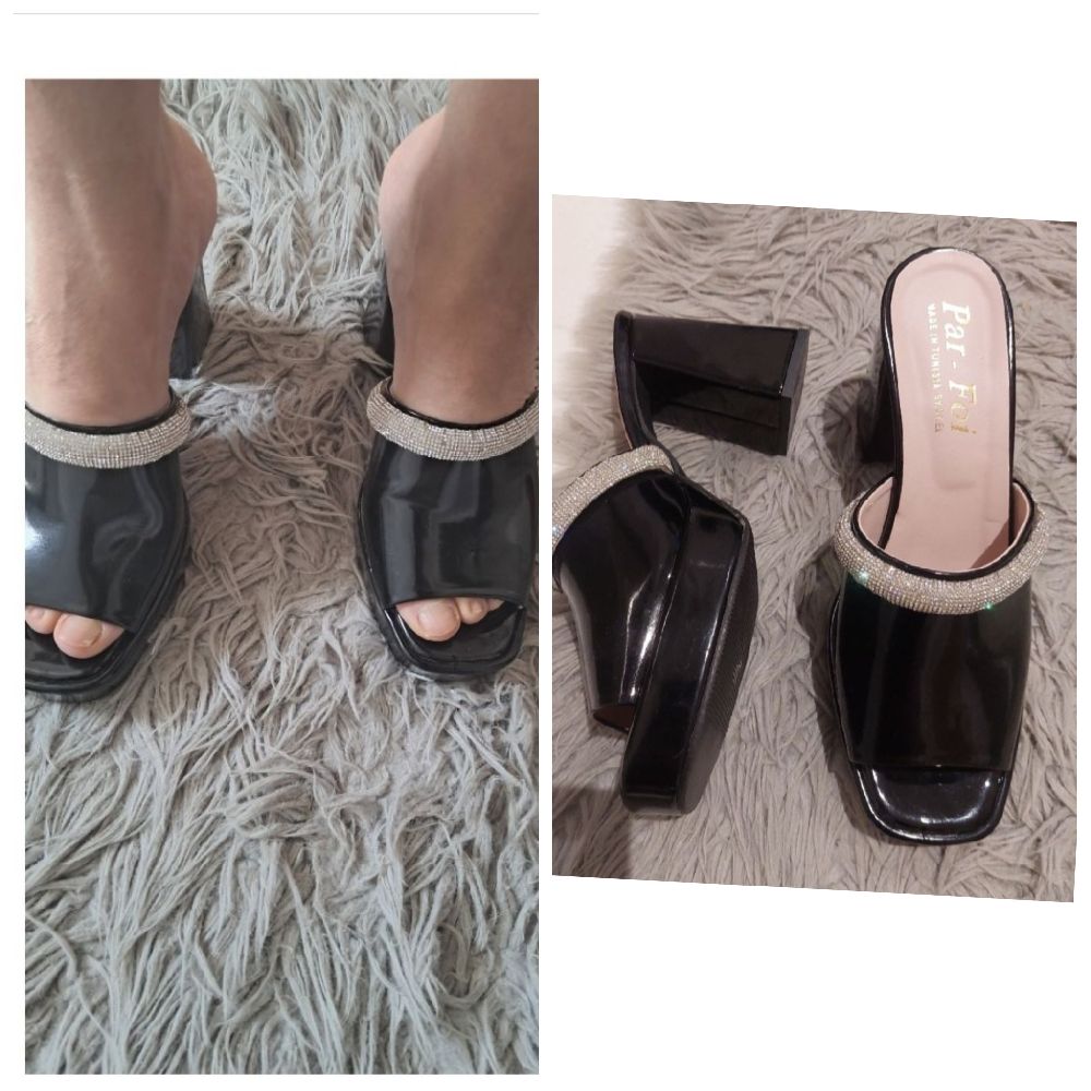 Subliiiiime ❤️ ❤️ ❤️ mule verni bordure en strasses pointure 39 jamais portée 