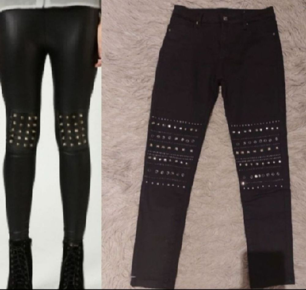 Subliiiiime ❤️ ❤️ ❤️ pantalon skinny noir à détails métallique au niveau des genoux taille 38
