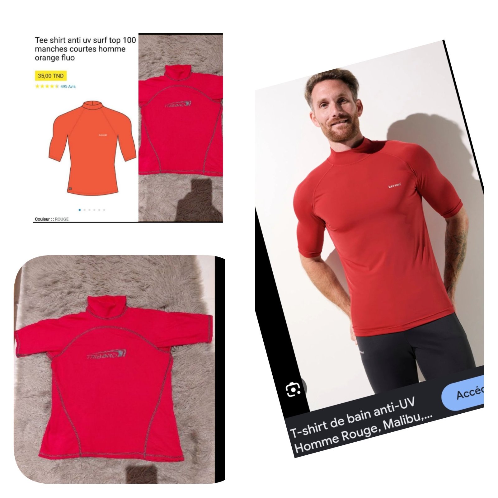 Subliiiiime❤️❤️❤️❤️❤️ T SHIRT de bain  anti UV pour homme🚹 taille 44 de la marque TRIBORD