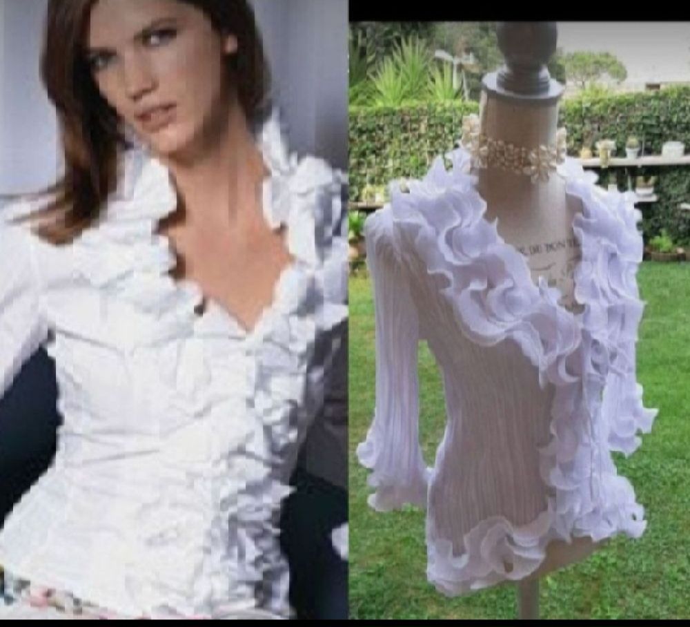 Subliiiiime ❤️ ❤️ ❤️ ❤️ chemise plissée à franges très élégante taille 36/38 comme neuve 