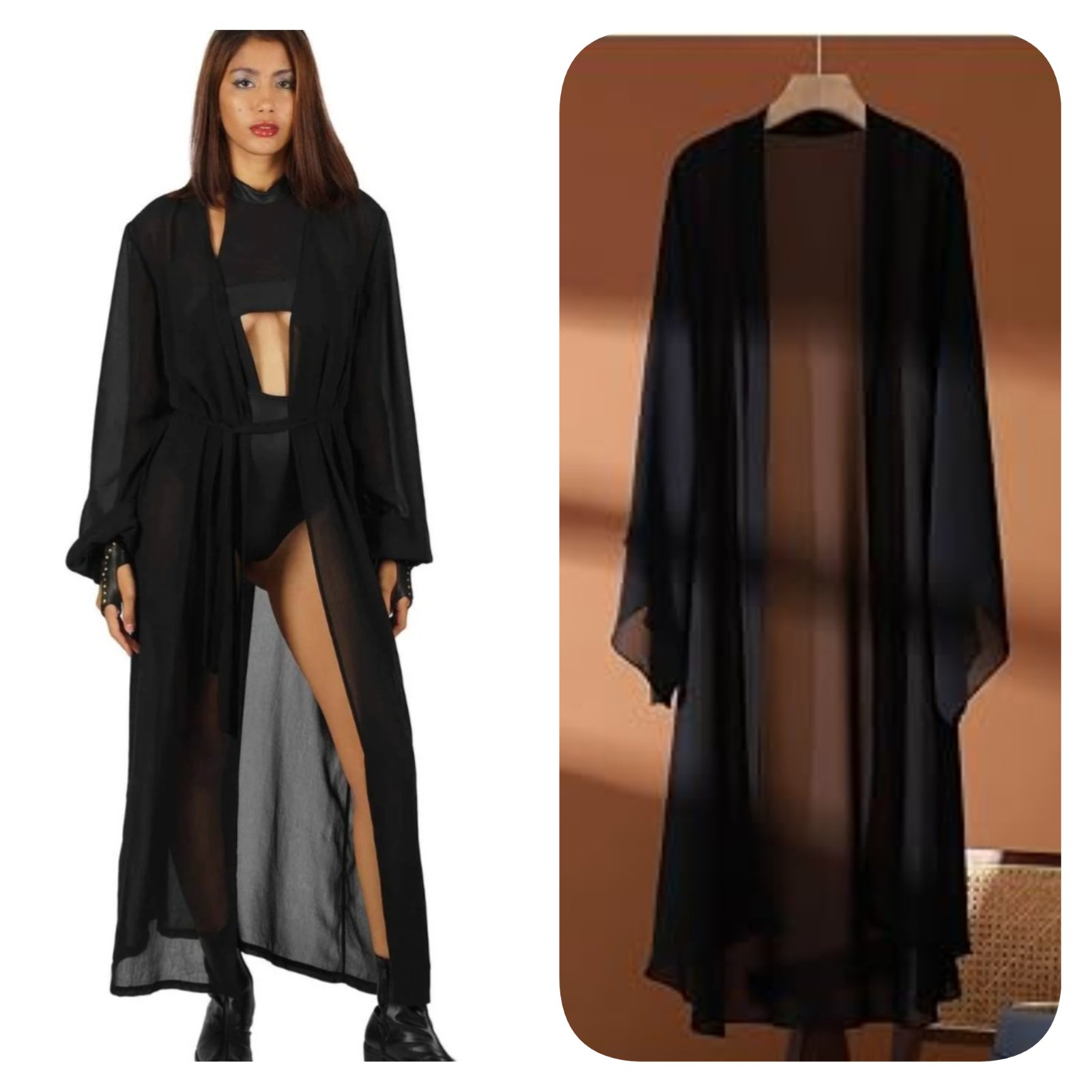 Subliiiiime❤️❤️❤️❤️ kimono noir en mousseline de soie taille unique neuuuf
