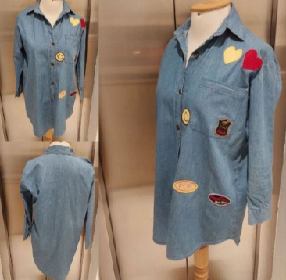 Subliiiiime ❤️ ❤️ ❤️ robe chemise en jean oversize à motifs fantaisie de NICCY taille 36